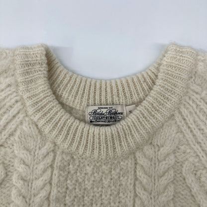 Brooks Brothers ブルックスブラザーズ 100211897 ﾎﾜｲﾄ ｳｰﾙ100 ｱﾗﾝｹｰﾌﾞﾙ ｸﾙｰﾈｯｸｾｰﾀｰ トップス M