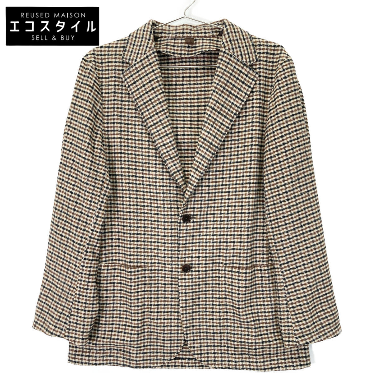UNITED ARROWS ユナイテッドアローズ 1122-110-6163 ベージュ×ブラウン ハウンドトゥース LOVAT テーラードジャケット ジャケット 46