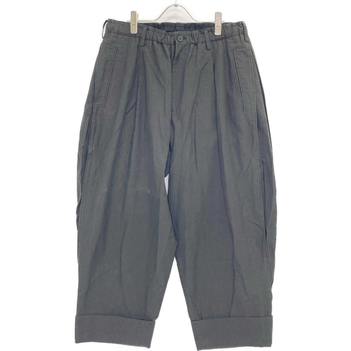 Yohji Yamamoto POUR HOMME ヨウジヤマモトプールオム 【PIECE UNIQUE】 HG-P42-013 ブラック コットン×リネン ワイドテーパードパンツ ボトムス 3