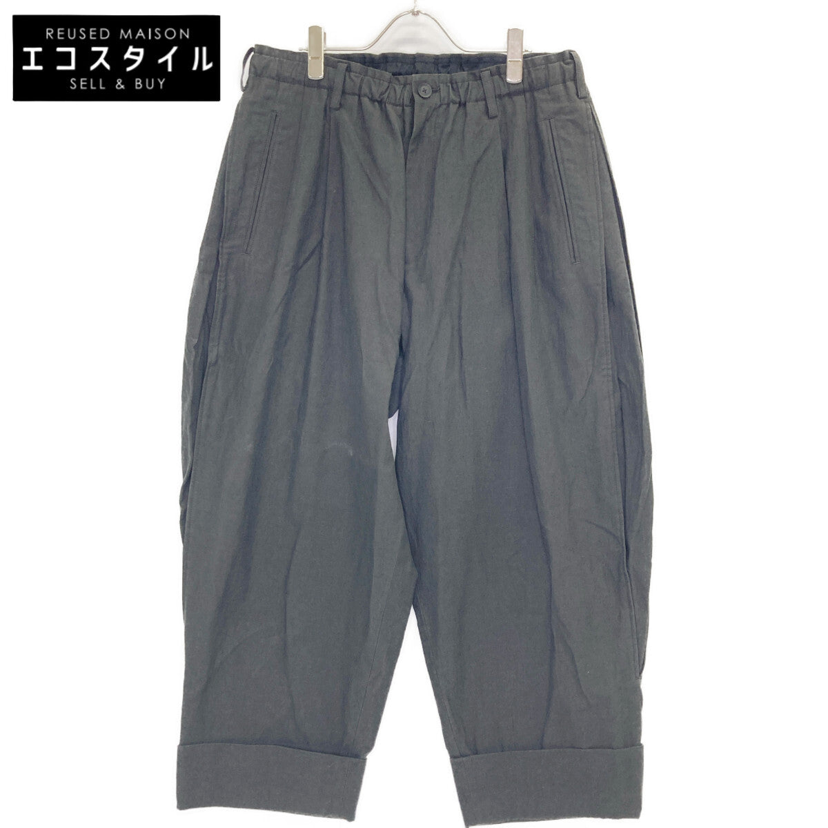 Yohji Yamamoto POUR HOMME ヨウジヤマモトプールオム 【PIECE UNIQUE】 HG-P42-013 ブラック コットン×リネン ワイドテーパードパンツ ボトムス 3
