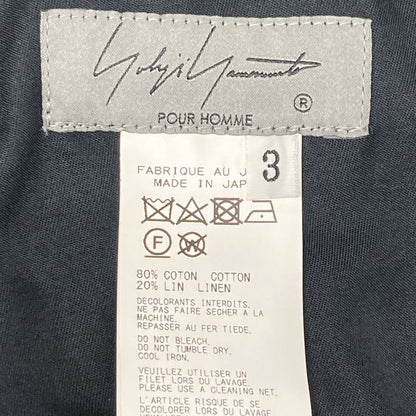 Yohji Yamamoto POUR HOMME ヨウジヤマモトプールオム 【PIECE UNIQUE】 HG-P42-013 ブラック コットン×リネン ワイドテーパードパンツ ボトムス 3