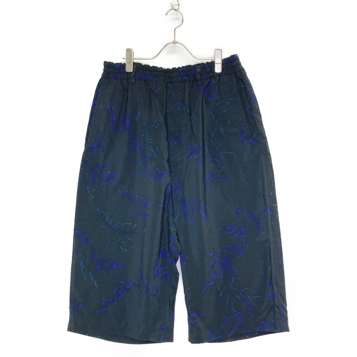 Y's ワイズ YG-P45-930 ﾌﾞﾗｯｸ×ﾌﾞﾙｰ ﾎﾟﾘｴｽﾃﾙ 総柄 ﾜｲﾄﾞﾊﾟﾝﾂ ボトムス 3