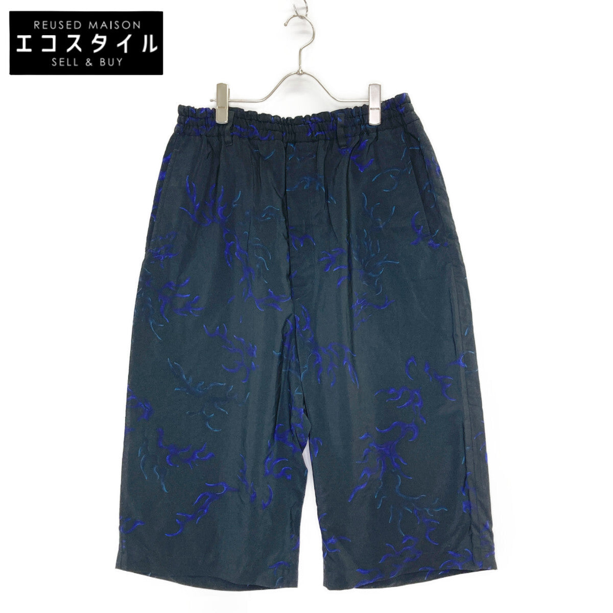 Y's ワイズ YG-P45-930 ﾌﾞﾗｯｸ×ﾌﾞﾙｰ ﾎﾟﾘｴｽﾃﾙ 総柄 ﾜｲﾄﾞﾊﾟﾝﾂ ボトムス 3