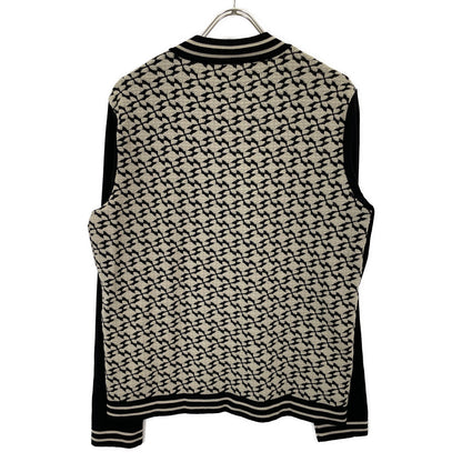 CHANEL シャネル 07A P31879K00638 ﾍﾞｰｼﾞｭ×ﾌﾞﾗｯｸ ｳｰﾙ混 総柄 Vﾈｯｸﾆｯﾄﾌﾟﾙｵｰﾊﾞｰ トップス 48