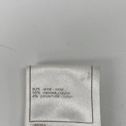 CHANEL シャネル 07A P31879K00638 ﾍﾞｰｼﾞｭ×ﾌﾞﾗｯｸ ｳｰﾙ混 総柄 Vﾈｯｸﾆｯﾄﾌﾟﾙｵｰﾊﾞｰ トップス 48