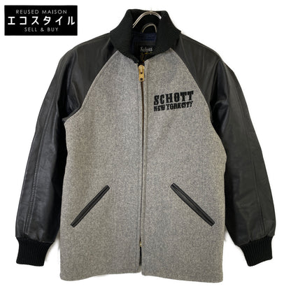 SCHOTT ショット 3102017 ブラック×グレー レザー×ウール ファラオジャケット ジャケット S