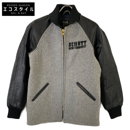 SCHOTT ショット 3102017 ブラック×グレー レザー×ウール ファラオジャケット ジャケット S
