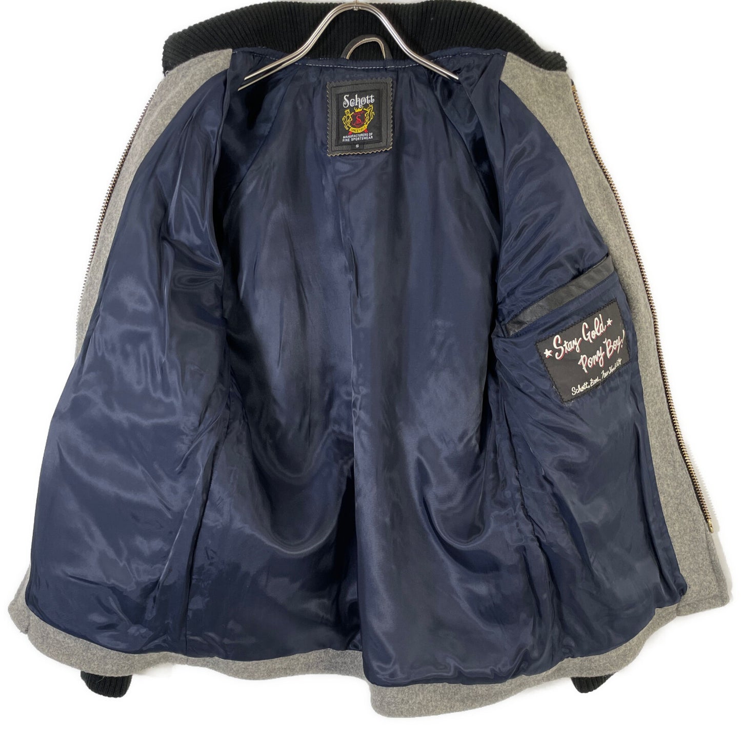 SCHOTT ショット 3102017 ブラック×グレー レザー×ウール ファラオジャケット ジャケット S
