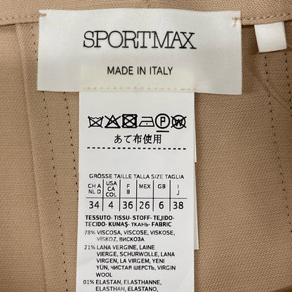 SPORTMAX スポーツマックス 210604936 ﾍﾞｰｼﾞｭ ﾋﾞｽｺｰｽ×ｳﾞｧｰｼﾞﾝｳｰﾙ ﾍﾞﾙﾃｯﾄﾞﾗｯﾌﾟﾛﾝｸﾞｽｶｰﾄ スカート 38