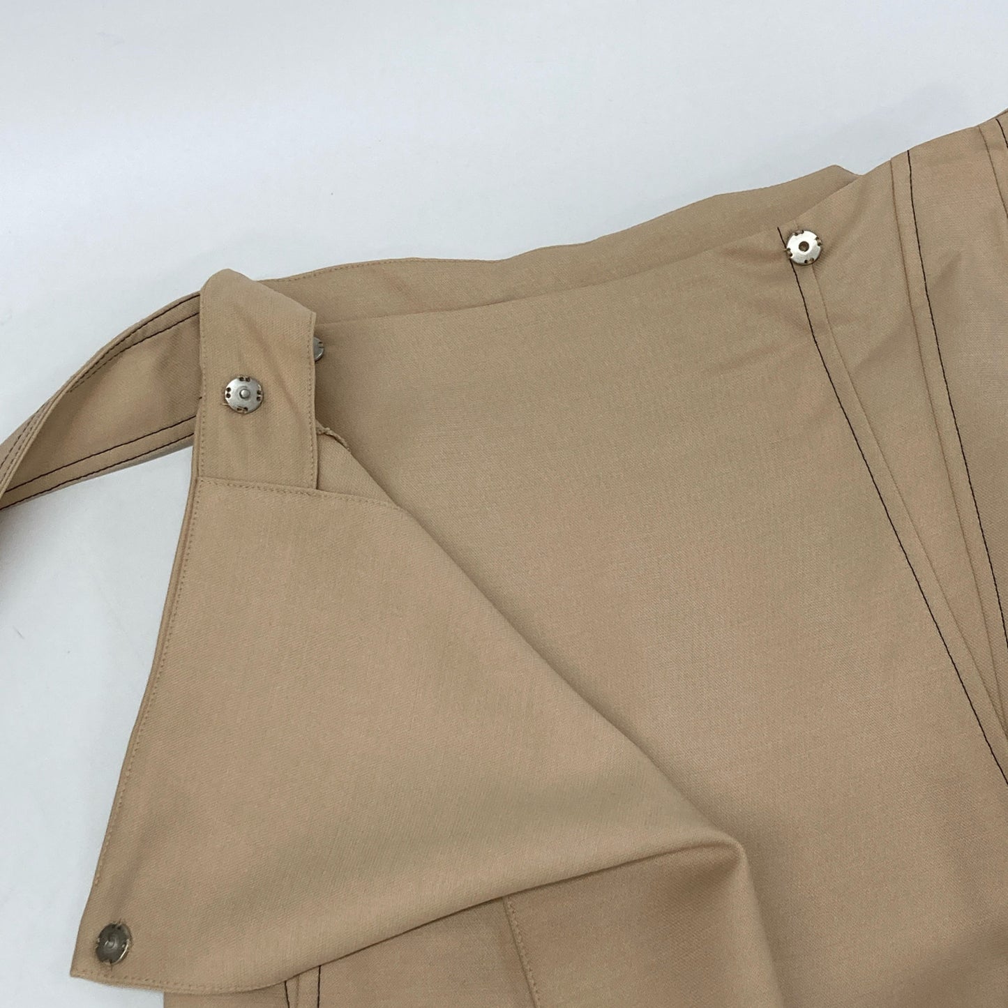 SPORTMAX スポーツマックス 210604936 ﾍﾞｰｼﾞｭ ﾋﾞｽｺｰｽ×ｳﾞｧｰｼﾞﾝｳｰﾙ ﾍﾞﾙﾃｯﾄﾞﾗｯﾌﾟﾛﾝｸﾞｽｶｰﾄ スカート 38