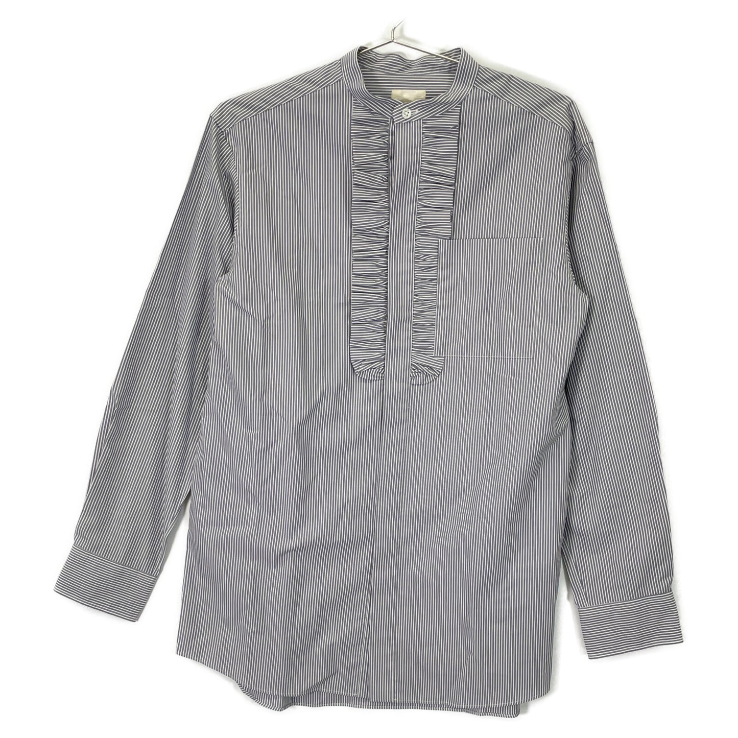 DRAWER ドゥロワー 6511-299-0445 ｸﾞﾚｰ ｽﾄﾗｲﾌﾟﾌﾘﾙｽﾀﾝﾄﾞｶﾗｰｼｬﾂ トップス 36