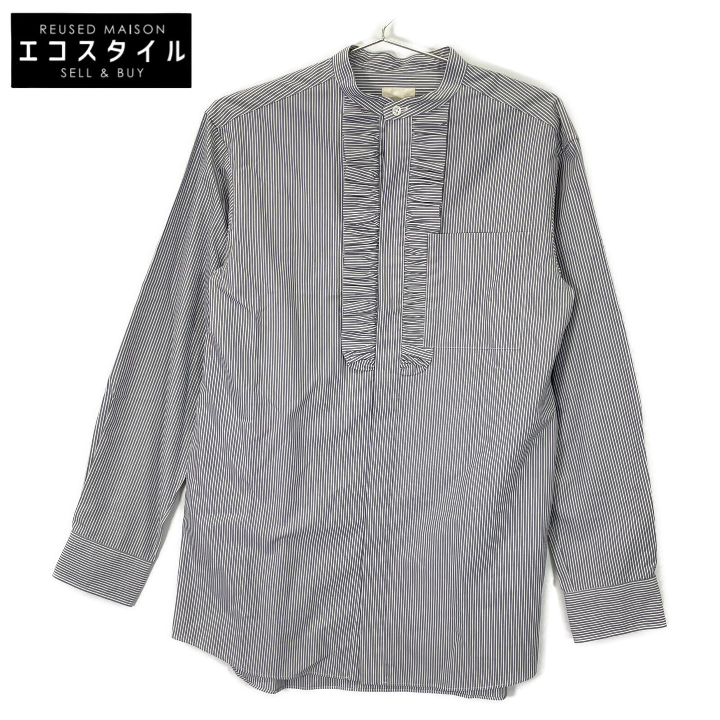 DRAWER ドゥロワー 6511-299-0445 ｸﾞﾚｰ ｽﾄﾗｲﾌﾟﾌﾘﾙｽﾀﾝﾄﾞｶﾗｰｼｬﾂ トップス 36