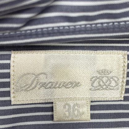 DRAWER ドゥロワー 6511-299-0445 ｸﾞﾚｰ ｽﾄﾗｲﾌﾟﾌﾘﾙｽﾀﾝﾄﾞｶﾗｰｼｬﾂ トップス 36