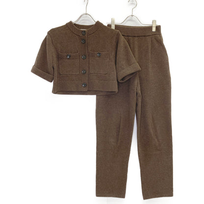 CLANE クラネ 17112-5012 24AW ﾌﾞﾗｳﾝ HALF SLEEVE KNIT TOPS & PANTS SET ﾆｯﾄｾｯﾄｱｯﾌﾟ スーツ　セットアップ 0