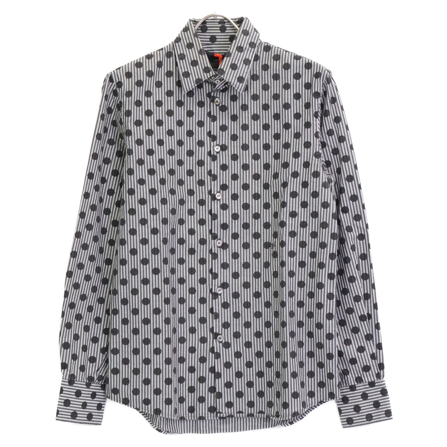 DIESEL BlackGold ディーゼルブラックゴールド ﾌﾞﾗｯｸ ﾄﾞｯﾄ×ｽﾄﾗｲﾌﾟ ﾛﾝｸﾞｽﾘｰﾌﾞｼｬﾂ トップス 44