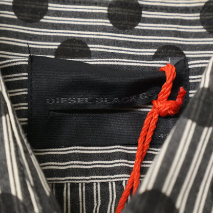 DIESEL BlackGold ディーゼルブラックゴールド ﾌﾞﾗｯｸ ﾄﾞｯﾄ×ｽﾄﾗｲﾌﾟ ﾛﾝｸﾞｽﾘｰﾌﾞｼｬﾂ トップス 44
