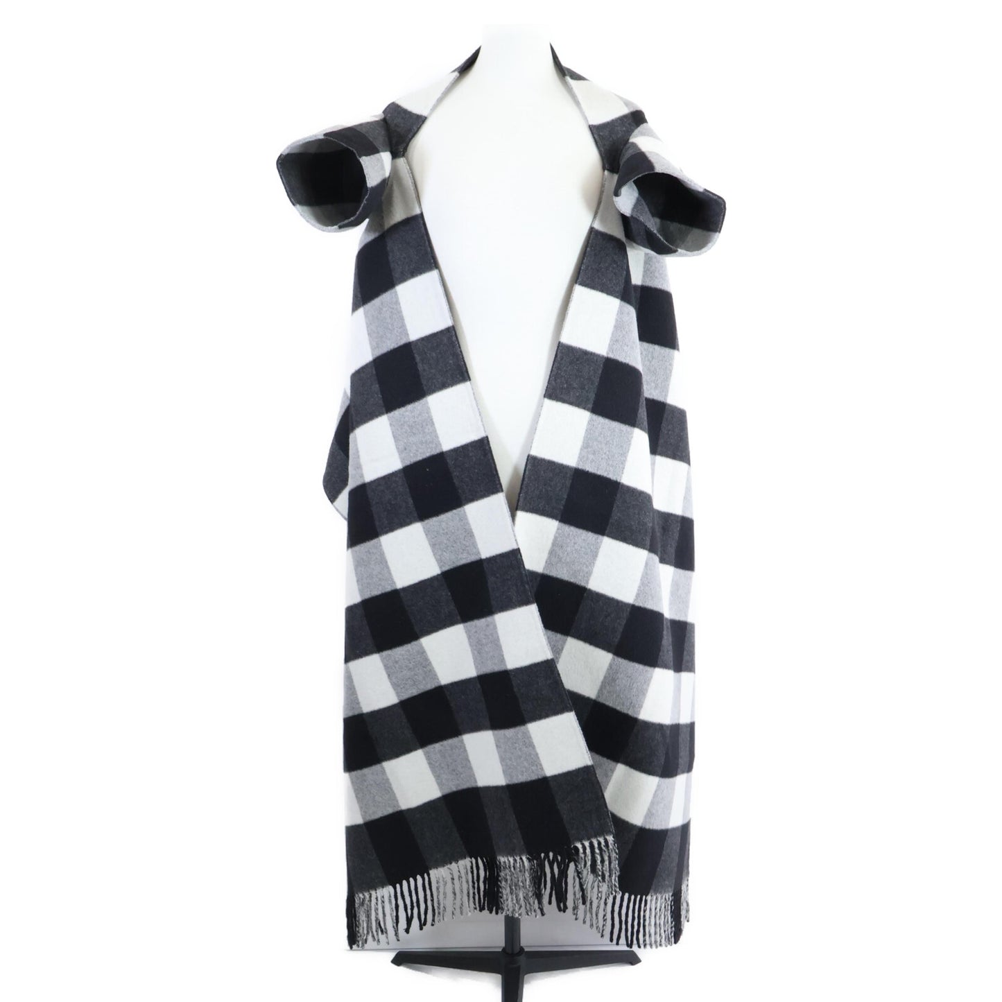 Christian Dior クリスチャンディオール 【美品/国内正規】950V36A1190 チェック ウールｘラビット ポンチョ/ ジャケット S