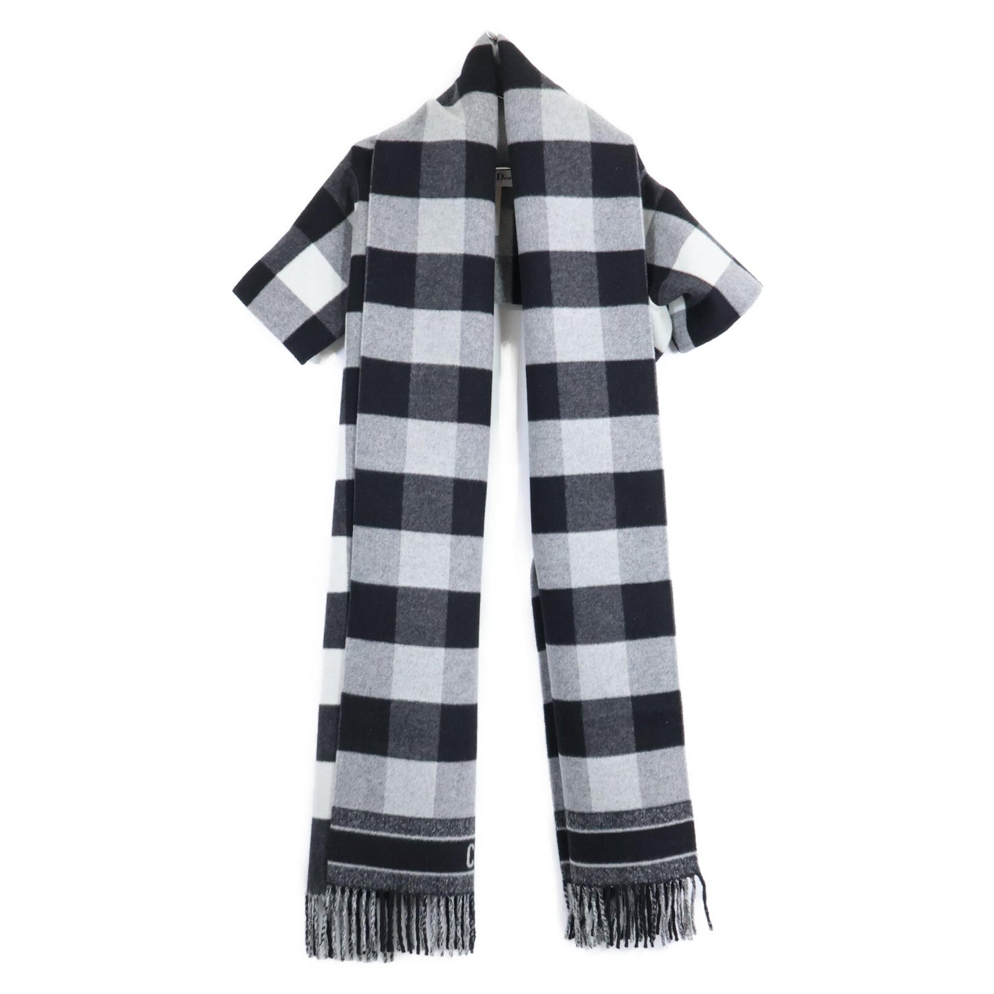 Christian Dior クリスチャンディオール 【美品/国内正規】950V36A1190 チェック ウールｘラビット ポンチョ/ ジャケット S