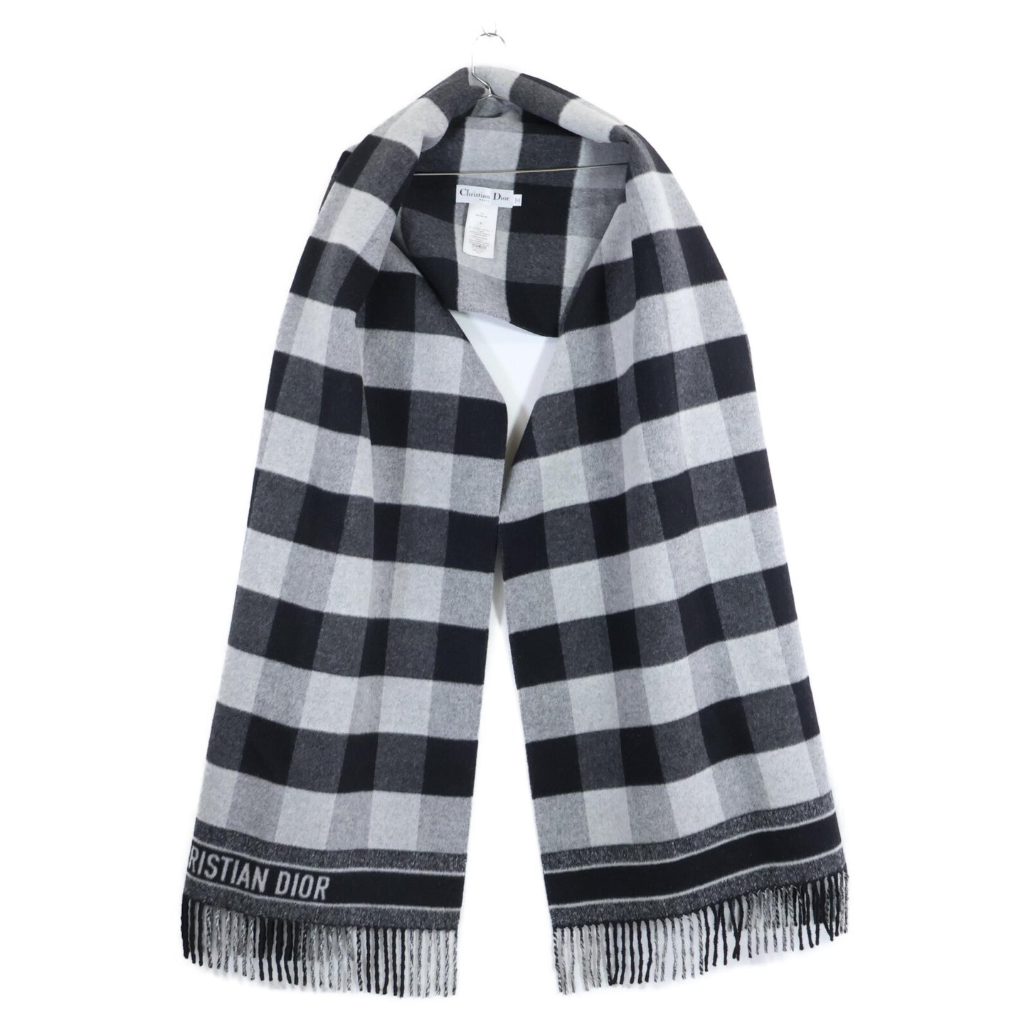 Christian Dior クリスチャンディオール 【美品/国内正規】950V36A1190 チェック ウールｘラビット ポンチョ/ ジャケット S