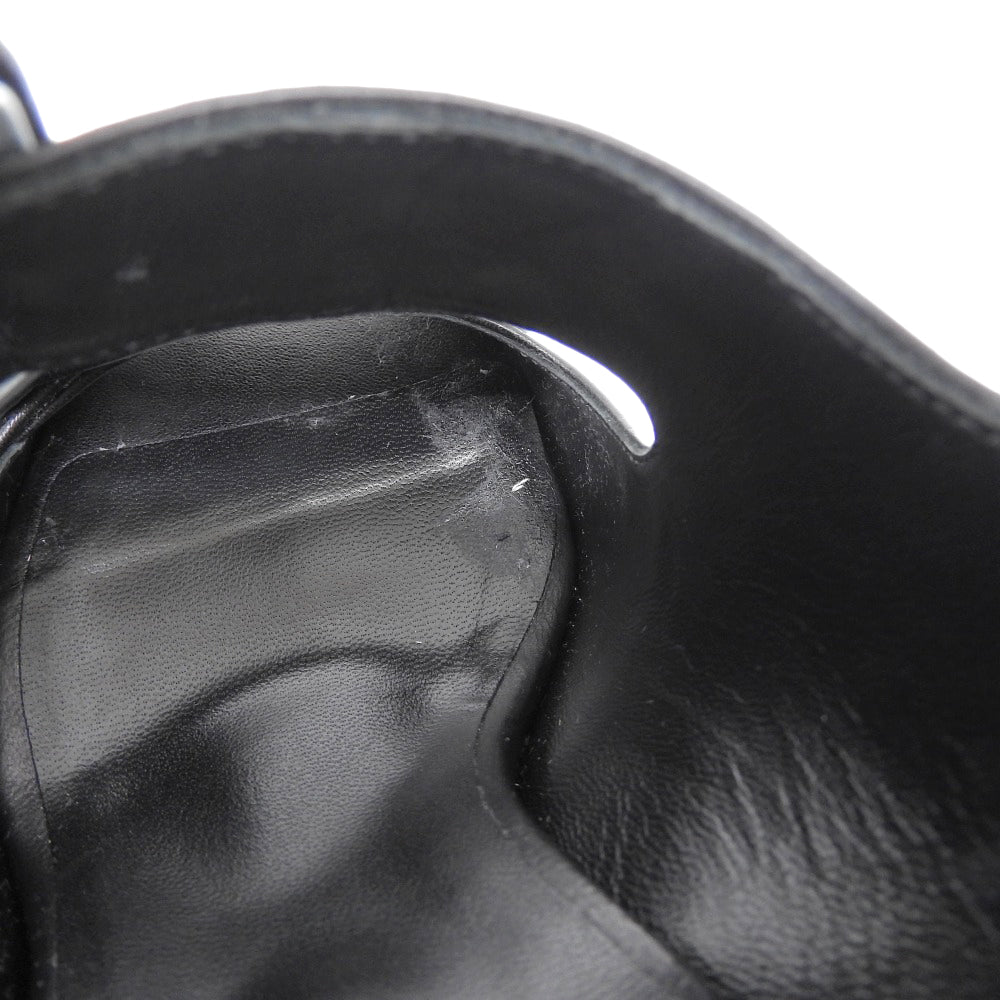 Sergio Rossi セルジオロッシ 美品 Wストラップ レザー ヒール サンダル レディース 黒 ブラック 35 シューズ 35