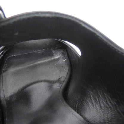 Sergio Rossi セルジオロッシ 美品 Wストラップ レザー ヒール サンダル レディース 黒 ブラック 35 シューズ 35