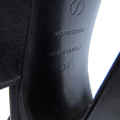 Sergio Rossi セルジオロッシ 美品 Wストラップ レザー ヒール サンダル レディース 黒 ブラック 35 シューズ 35