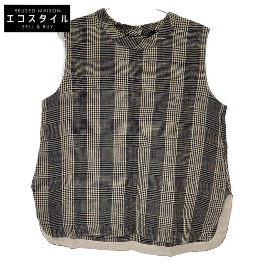 45R フォーティファイブ アール 70330221 ｸﾞﾚﾝﾁｪｯｸ ﾘﾈﾝﾂｲｰﾄﾞのﾉｰｽﾘｰﾌﾞﾄｯﾌﾟ トップス 3