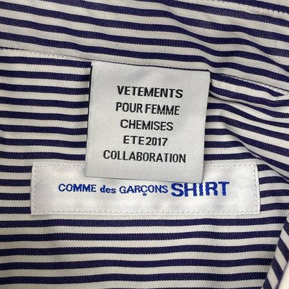 VETEMENTS ヴェトモン ×COMME des GARCONS shirt WSS17CDG1 ブルー×ホワイト コットン オーバーサイズストライプシャツ トップス XS