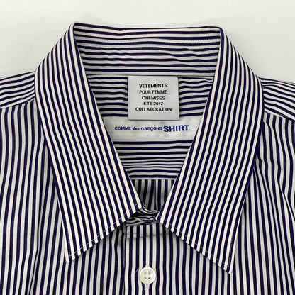 VETEMENTS ヴェトモン ×COMME des GARCONS shirt WSS17CDG1 ブルー×ホワイト コットン オーバーサイズストライプシャツ トップス XS