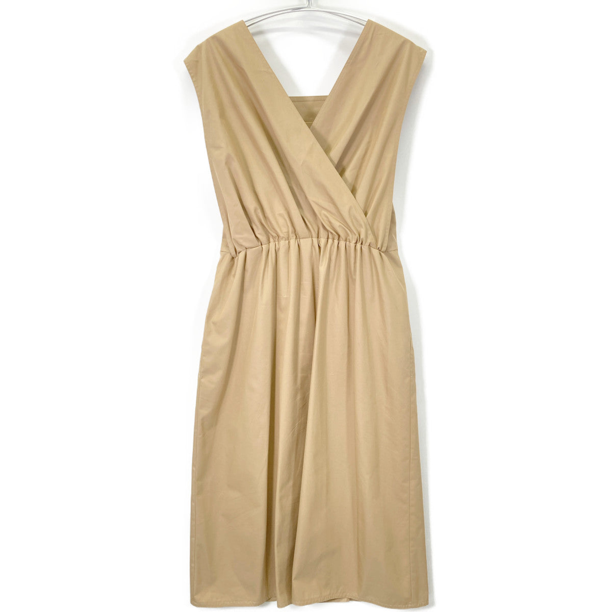 DRAWER ドゥロワー 23SS 6526-234-1316 ﾍﾞｰｼﾞｭ ｺｯﾄﾝｷﾞｬﾊﾞ ｻﾛﾍﾟｯﾄﾜﾝﾋﾟｰｽ ワンピース 38