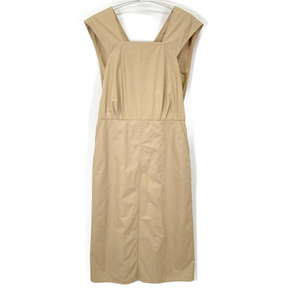 DRAWER ドゥロワー 23SS 6526-234-1316 ﾍﾞｰｼﾞｭ ｺｯﾄﾝｷﾞｬﾊﾞ ｻﾛﾍﾟｯﾄﾜﾝﾋﾟｰｽ ワンピース 38