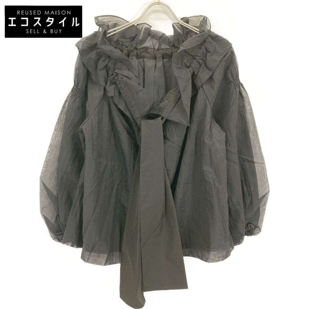 CELFORD セルフォード CWFB241069 ﾌﾞﾗｯｸ ﾅｲﾛﾝ ｽﾓｯｸﾒｯｼｭﾎﾞｳﾀｲﾌﾞﾗｳｽ トップス ONE