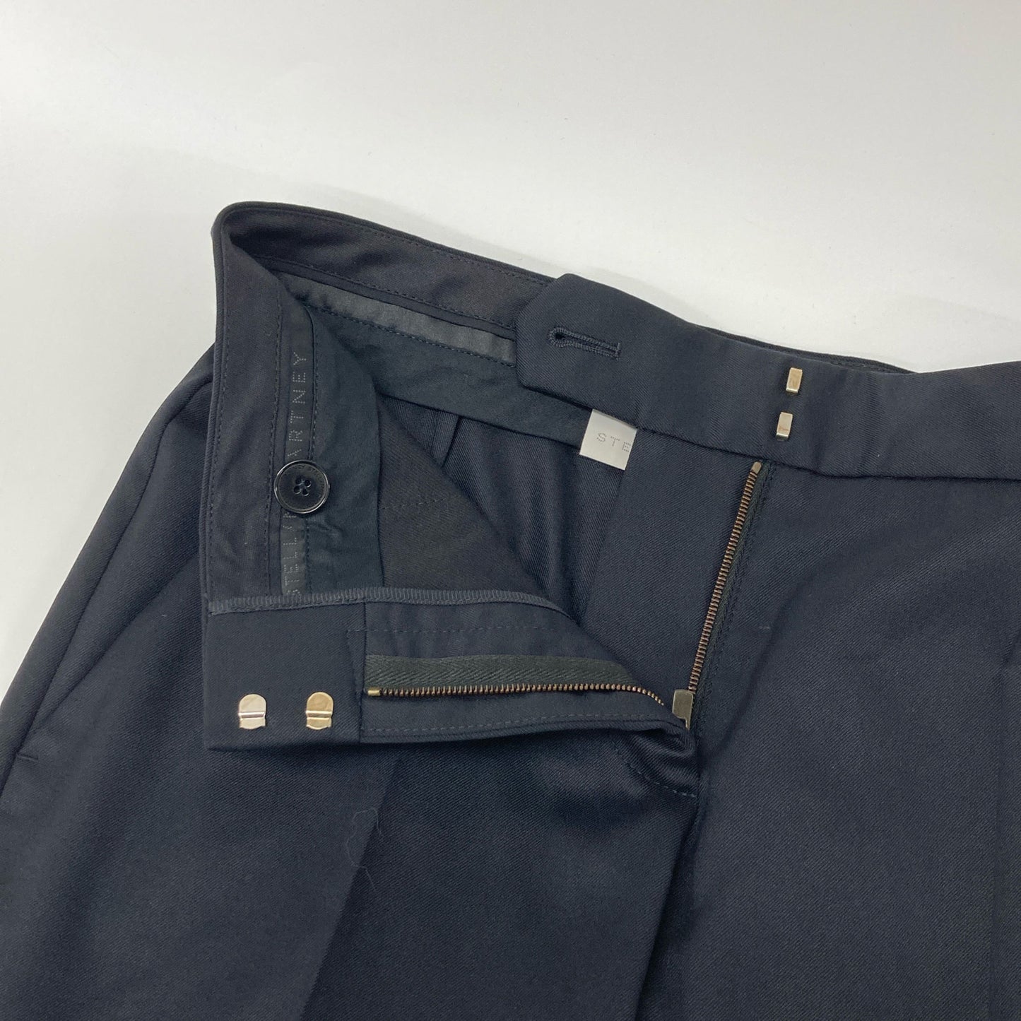 STELLA McCARTNEY ステラマッカートニー 531844 ブラック ウール サイドジップ センタープレステーパードスラックス ボトムス 34