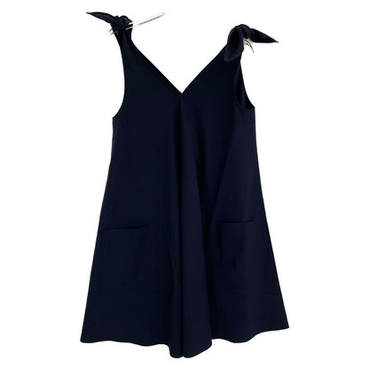 ADEAM アディアム 36993 ネイビー レーヨン混 ショルダーリボン ダブルポケット ドレスワンピース ワンピース 0