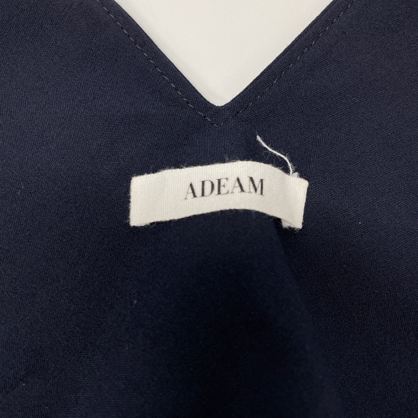 ADEAM アディアム 36993 ネイビー レーヨン混 ショルダーリボン ダブルポケット ドレスワンピース ワンピース 0