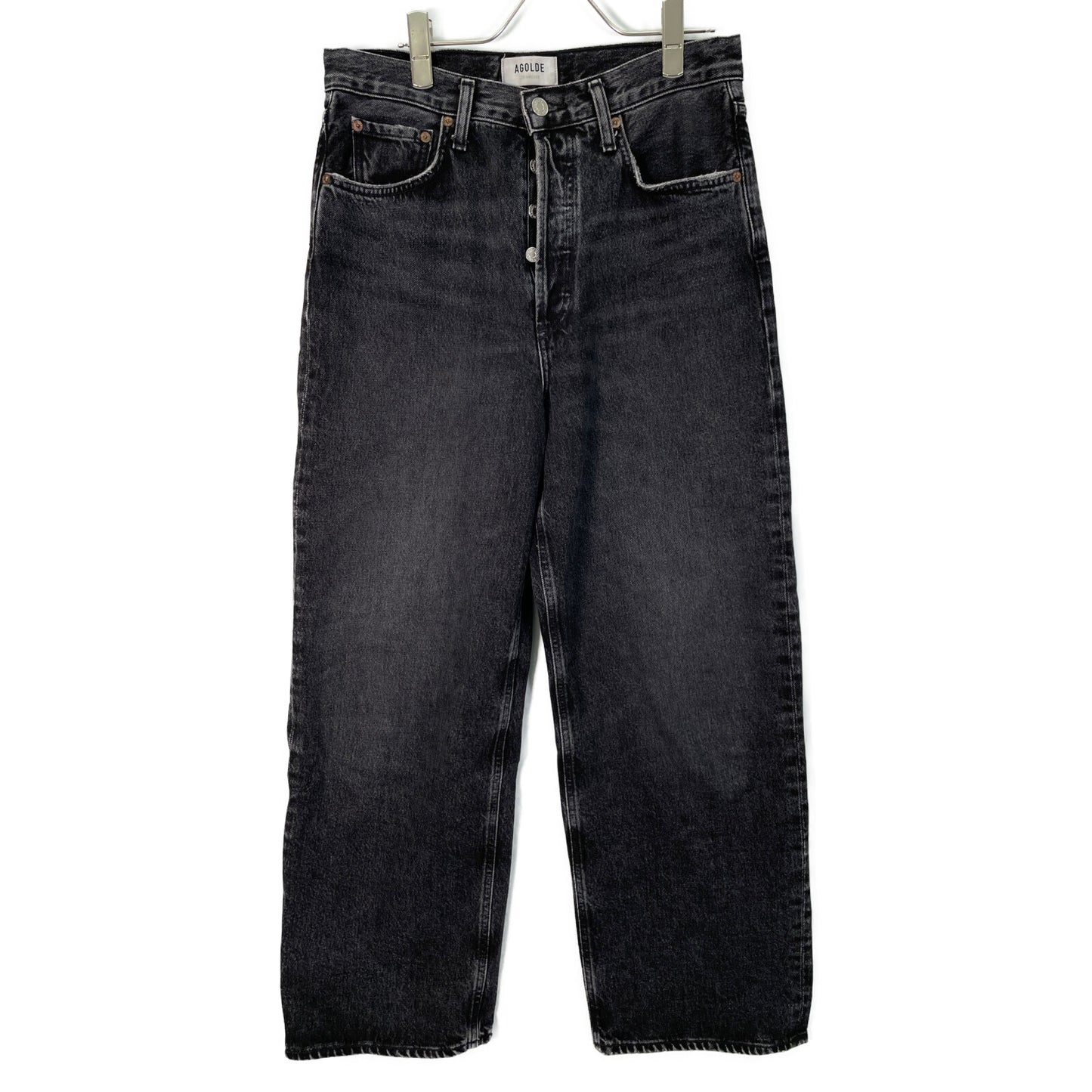 AGOLDE エーゴールドイー A9087-1346 ブラック コットン LOW SLUNG BAGGY ボタンフライ ワイドバギーデニムパンツ ボトムス 25