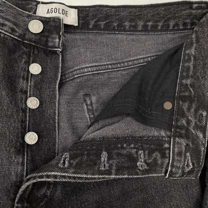 AGOLDE エーゴールドイー A9087-1346 ブラック コットン LOW SLUNG BAGGY ボタンフライ ワイドバギーデニムパンツ ボトムス 25