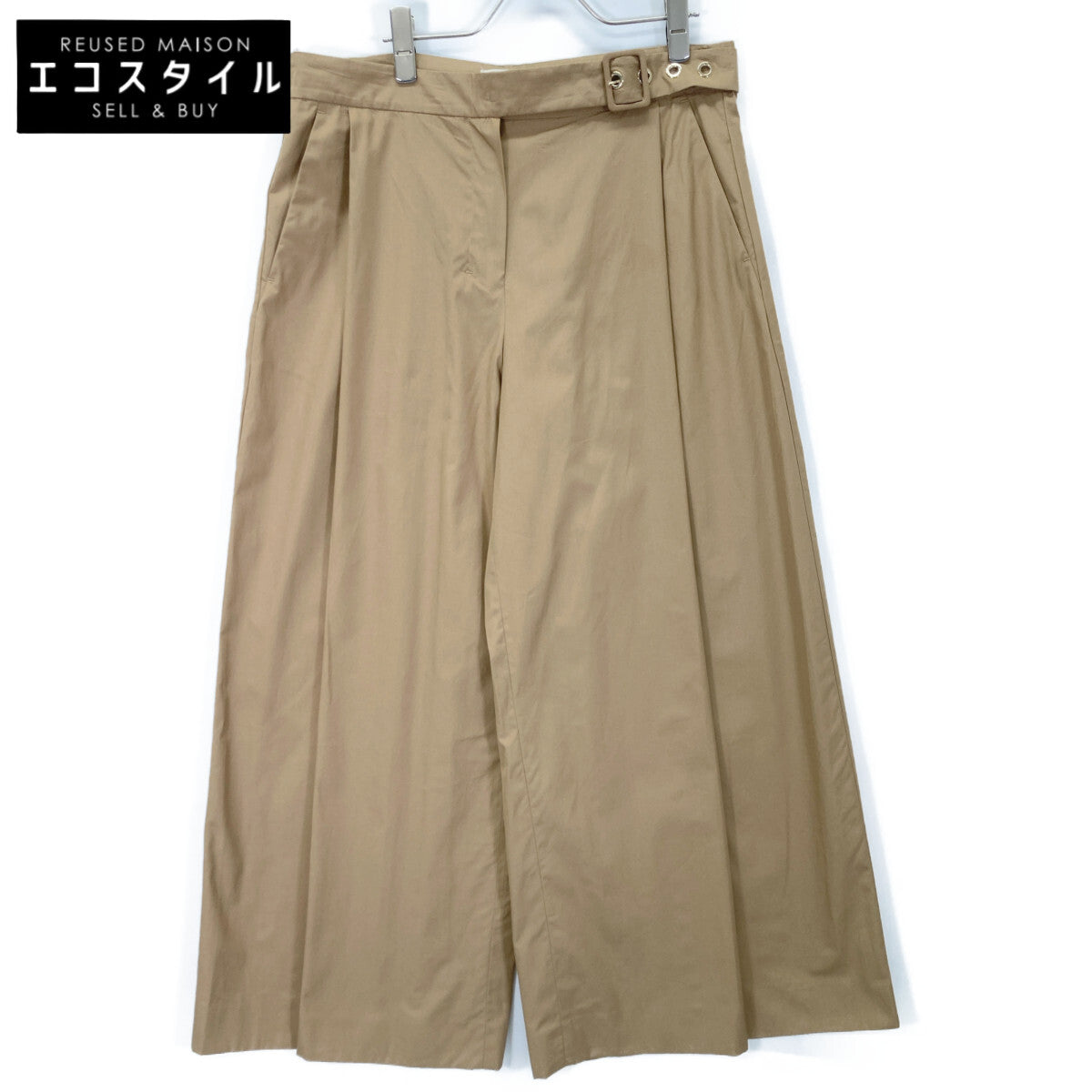 S MaxMara エスマックスマーラ 24191310136 ｷｬﾒﾙ ｺｯﾄﾝ ﾍﾞﾙﾃｯﾄﾞ ﾜｲﾄﾞﾄﾗｳｻﾞｰｽﾞ ボトムス 46