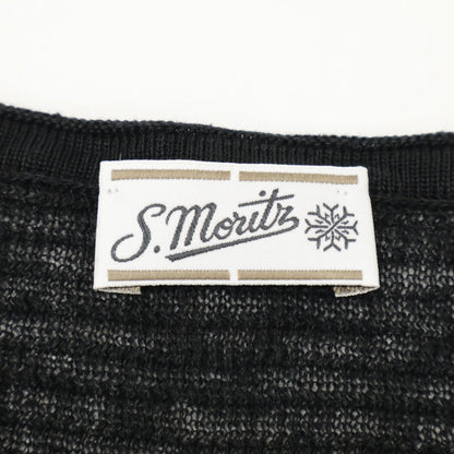 St.moritz サンモリッツ ﾌﾞﾗｯｸ ﾘﾈﾝ ｼｱｰﾒｯｼｭ ｸﾙｰﾈｯｸ ｼｮｰﾄｽﾘｰﾌﾞｶｯﾄｿｰ トップス 48