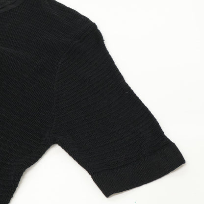 St.moritz サンモリッツ ﾌﾞﾗｯｸ ﾘﾈﾝ ｼｱｰﾒｯｼｭ ｸﾙｰﾈｯｸ ｼｮｰﾄｽﾘｰﾌﾞｶｯﾄｿｰ トップス 48