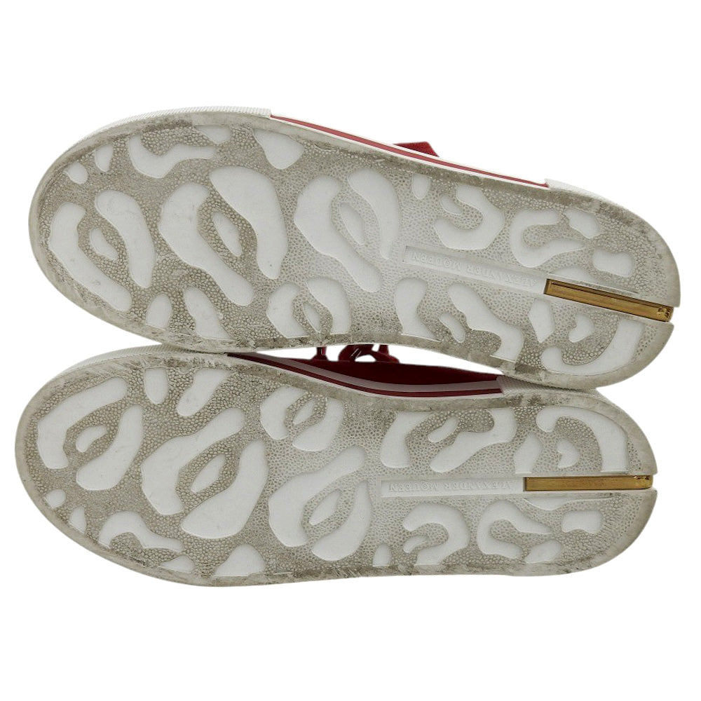 Alexander McQueen アレキサンダーマックイーン 美品 ローカットスニーカー シューズ レディース ベルベット レッド×ホワイト 37 482173 シューズ 37