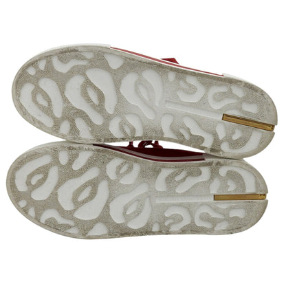 Alexander McQueen アレキサンダーマックイーン 美品 ローカットスニーカー シューズ レディース ベルベット レッド×ホワイト 37 482173 シューズ 37