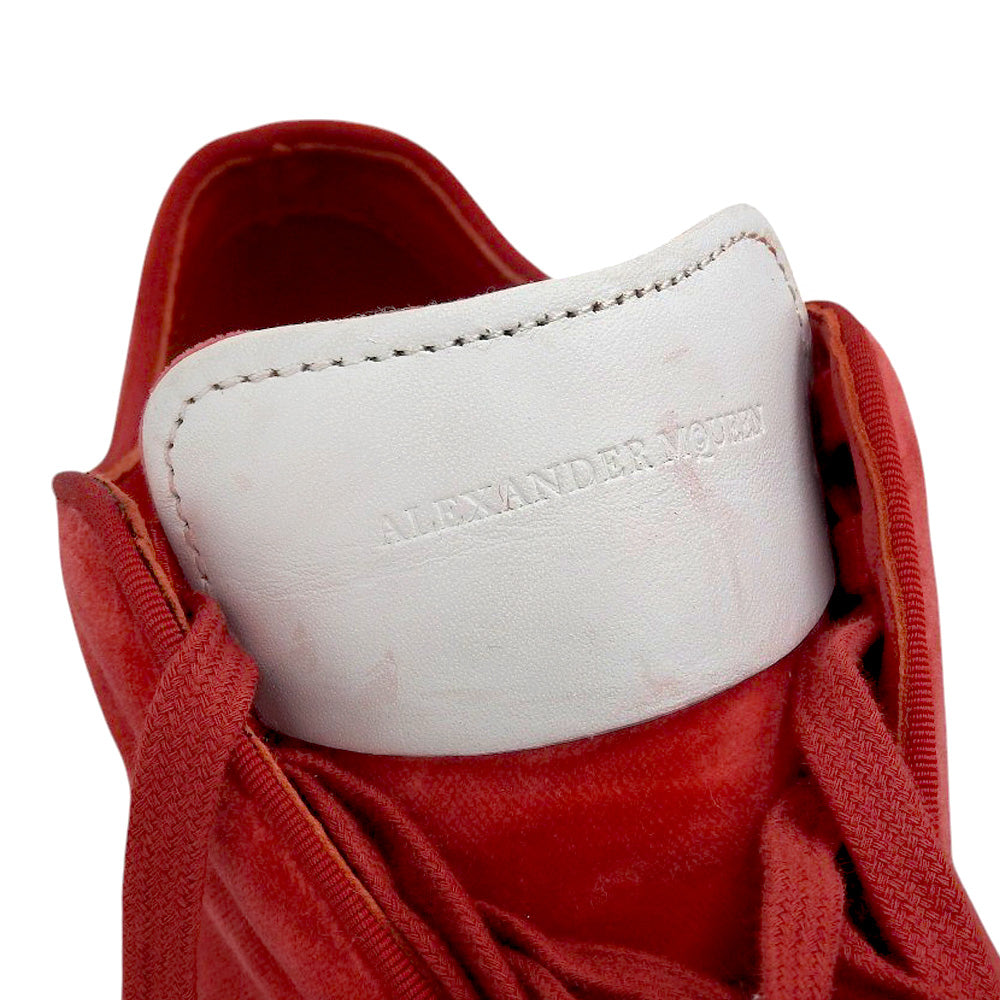 Alexander McQueen アレキサンダーマックイーン 美品 ローカットスニーカー シューズ レディース ベルベット レッド×ホワイト 37 482173 シューズ 37