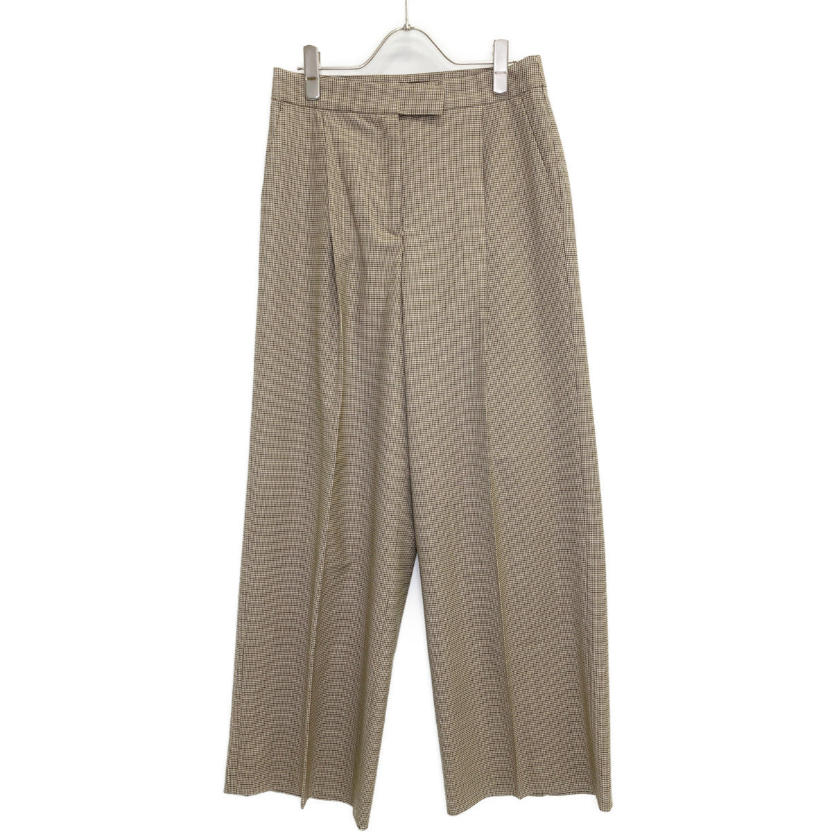 TOMORROWLAND トゥモローランド 美品 24AW ブラウニーガンクラブチェック タックワイドパンツ ボトムス 36