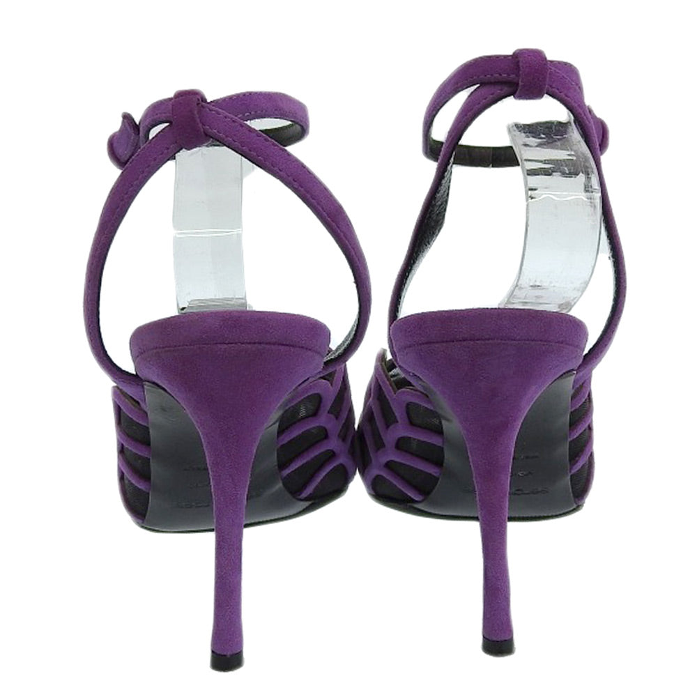 Sergio Rossi セルジオロッシ Sr Mermaid スエード スリングバッグ ヒール サンダル パンプス レディース ブラック×パープル 37 シューズ 37