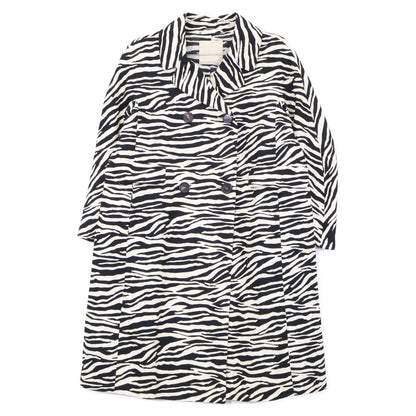 S MaxMara エスマックスマーラ 90810372 ﾌﾞﾗｯｸ×ﾍﾞｰｼﾞｭ ｾﾞﾌﾞﾗﾛﾝｸﾞｺｰﾄ コート 42