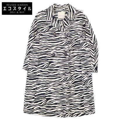 S MaxMara エスマックスマーラ 90810372 ﾌﾞﾗｯｸ×ﾍﾞｰｼﾞｭ ｾﾞﾌﾞﾗﾛﾝｸﾞｺｰﾄ コート 42