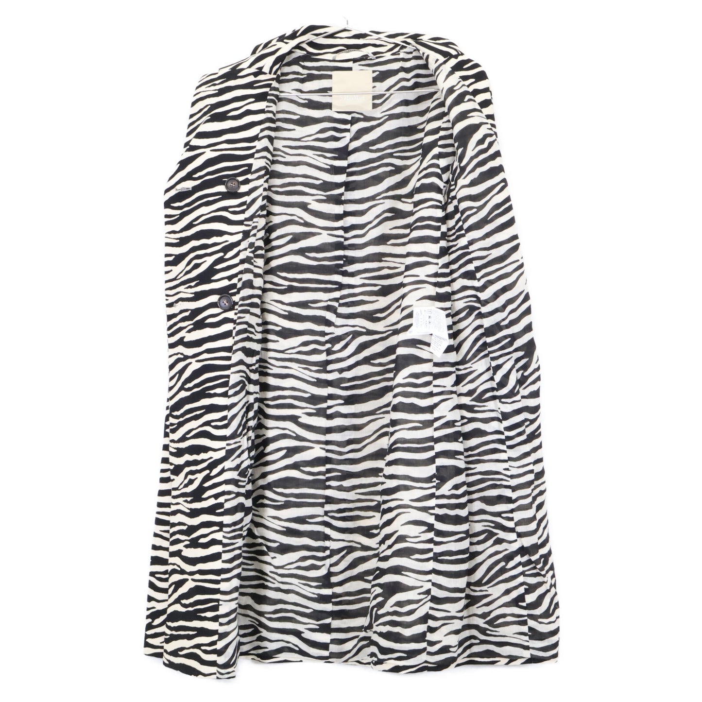 S MaxMara エスマックスマーラ 90810372 ﾌﾞﾗｯｸ×ﾍﾞｰｼﾞｭ ｾﾞﾌﾞﾗﾛﾝｸﾞｺｰﾄ コート 42