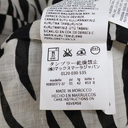 S MaxMara エスマックスマーラ 90810372 ﾌﾞﾗｯｸ×ﾍﾞｰｼﾞｭ ｾﾞﾌﾞﾗﾛﾝｸﾞｺｰﾄ コート 42