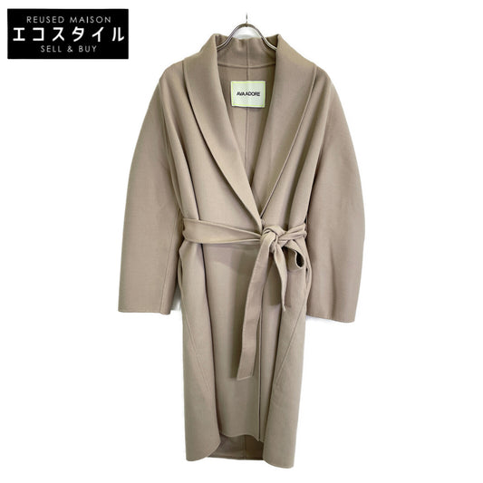 Ava Adore アヴァアドール 531-0281003 ﾍﾞｰｼﾞｭ ｳｰﾙ×ﾐﾝｸﾌｧｰ ﾍﾞﾙﾃｯﾄﾞｼﾝｸﾞﾙｺｰﾄ コート 36